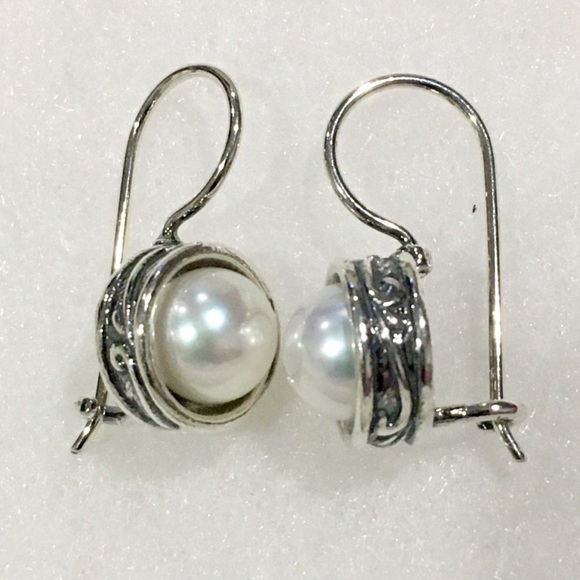 SILPADA Modern Fairytale Sterling Silver Freshwater Pearl Drop Dangle Earrings - Picture 11 of 12